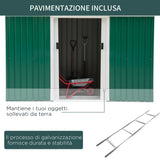 easycomfort easycomfort casetta da giardino porta utensili in lamiera di acciaio con porte scorrevoli 280x130x172cm verde scuro