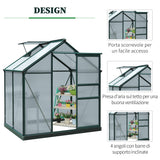 easycomfort serra da giardino in policarbonato anti uv con finestra e porta scorrevole 190x132x201cm