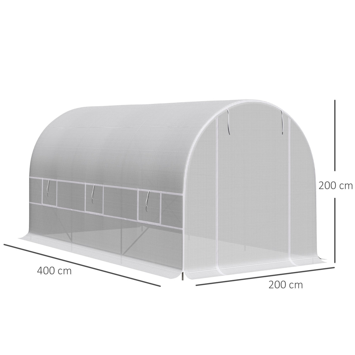easycomfort easycomfort serra tunnel con struttura in acciaio zincato e telo in polietilene 6 finestre avvolgibili bianco 4 x 2 x 2 m