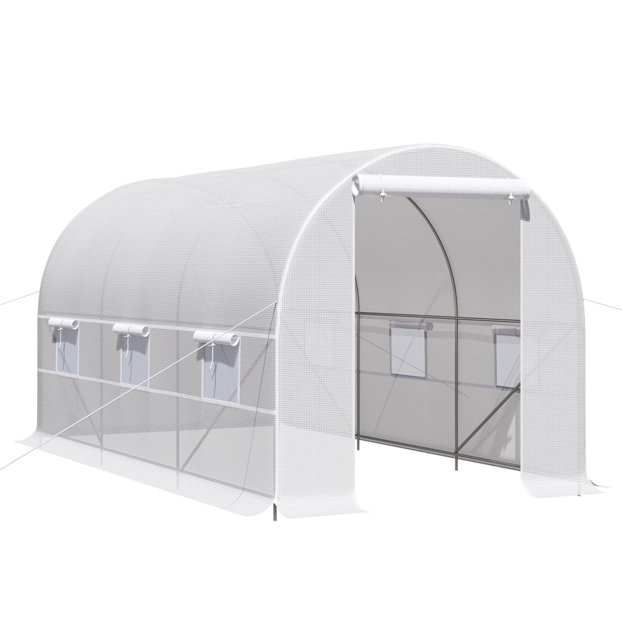 easycomfort easycomfort serra tunnel con struttura in acciaio zincato e telo in polietilene 6 finestre avvolgibili bianco 4 x 2 x 2 m
