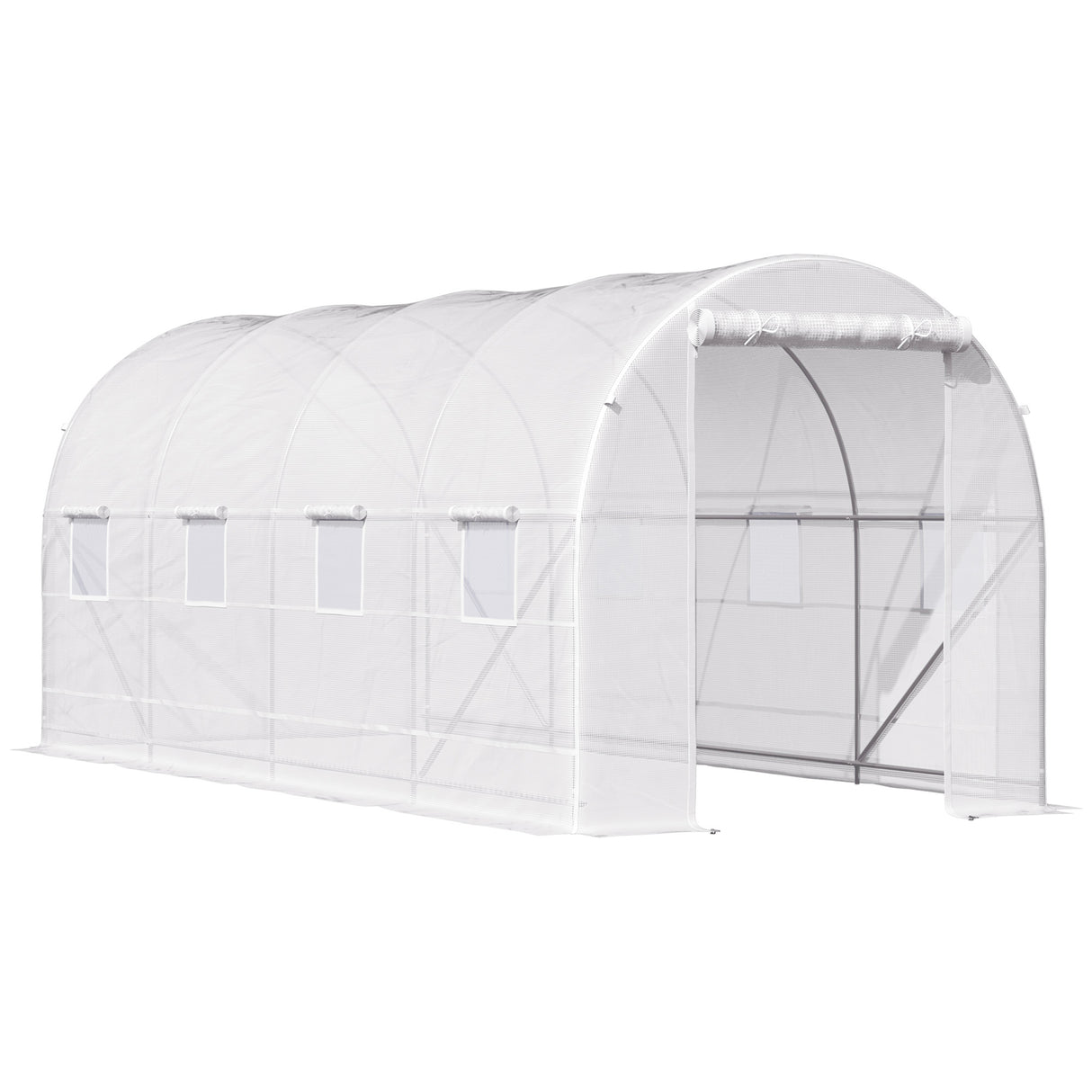 easycomfort easycomfort serra tunnel con struttura in acciaio zincato e telo in polietilene 6 finestre avvolgibili bianco 5 x 2 x 2 m