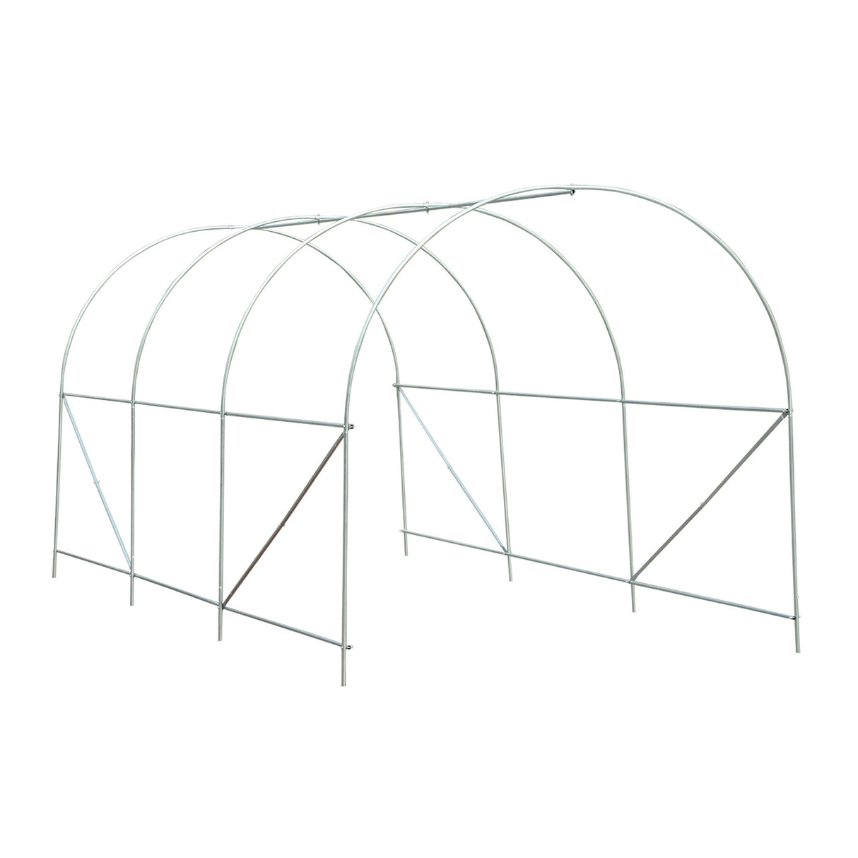 easycomfort easycomfort serra da giardino a tunnel per piante in pe con tubi in ferro bianco 450x200x200cm