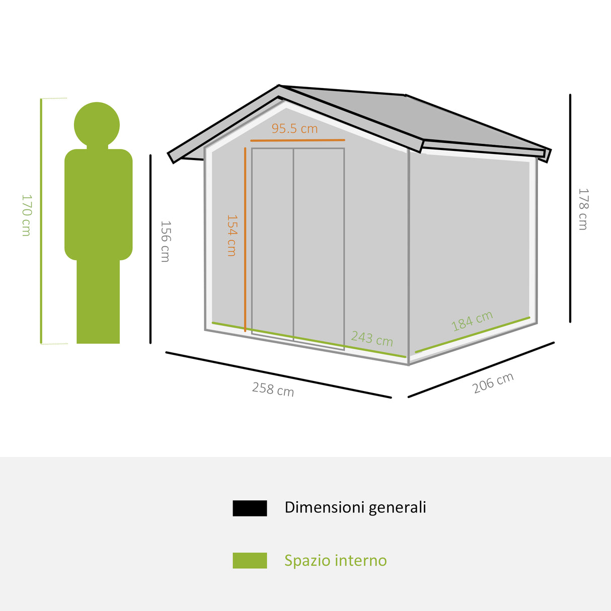 easycomfort easycomfort casetta da giardino porta utensili in lamiera di acciaio capanno da giardino in acciaio con base e porte scorrevoli 258x206x178cm verde