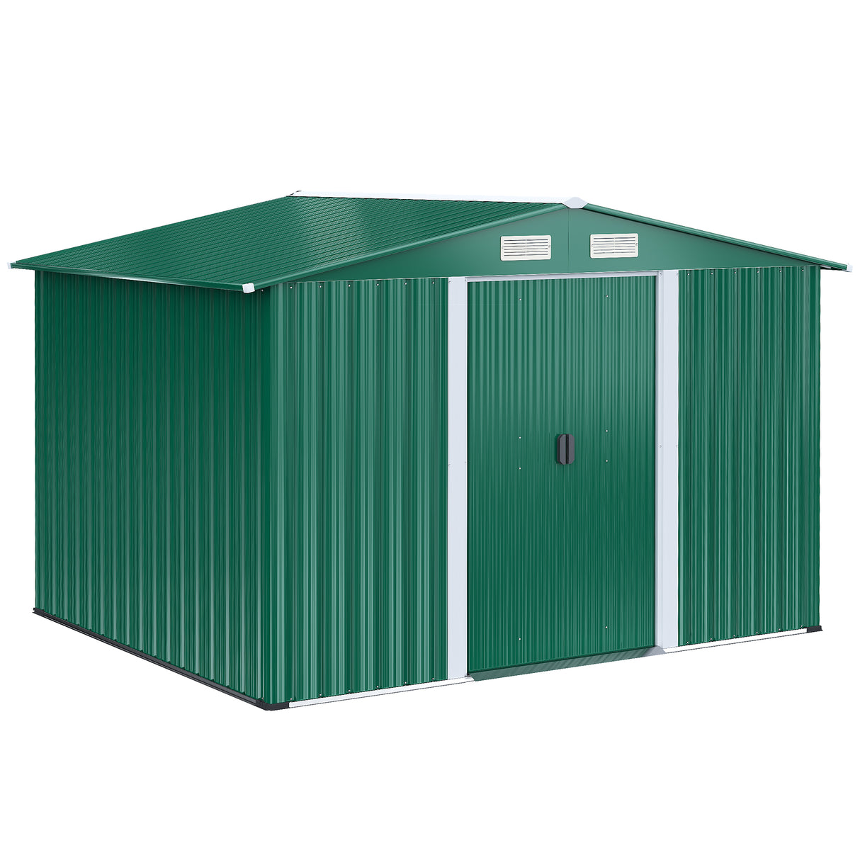 easycomfort easycomfort casetta da giardino porta utensili in lamiera di acciaio capanno da giardino in acciaio con base e porte scorrevoli 258x206x178cm verde