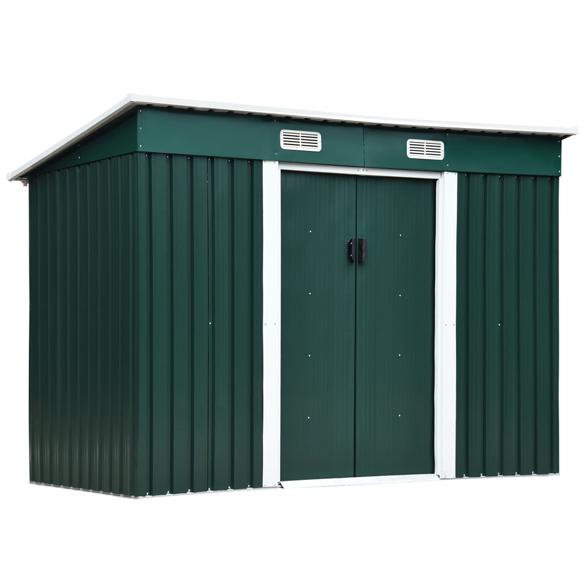 easycomfort easycomfort casetta porta attrezzi in acciaio capanno da giardino con 2 porte scorrevoli 261x133x182cm