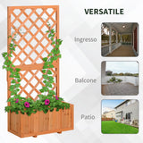 easycomfort easycomfort fioriera da esterno in legno con spalliera a griglia per rampicanti