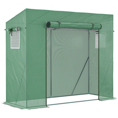 easycomfort serra da giardino in pe e acciaio con 4 picchetti 2 finestre e copertura rinforzata 200x77x148 169cm