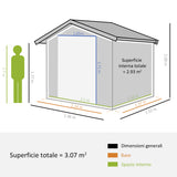 easycomfort casetta da giardino porta attrezzi con porte scorrevoli e pareti effetto legno 152x235.7x208.7cm