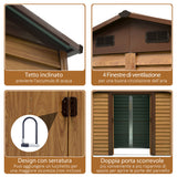 easycomfort casetta da giardino porta attrezzi con porte scorrevoli e pareti effetto legno 152x235.7x208.7cm