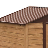 easycomfort casetta da giardino porta attrezzi con porte scorrevoli e pareti effetto legno 152x235.7x208.7cm