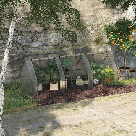easycomfort easycomfort serra da giardino a tunnel in pe con bordi allungati e porte a cerniera 270x90x90 cm bianco