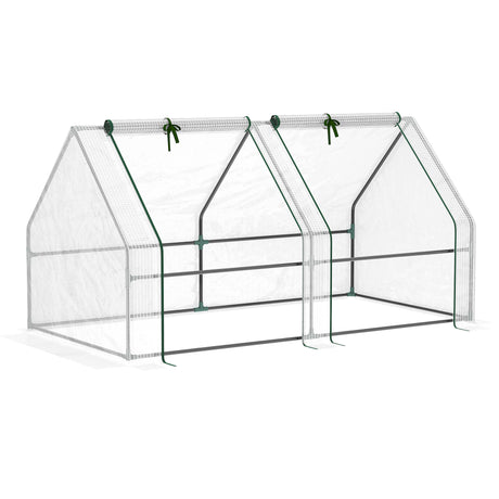 easycomfort serra da giardino con copertura in pe rinforzato e telaio in acciaio 180x90x90cm bianco