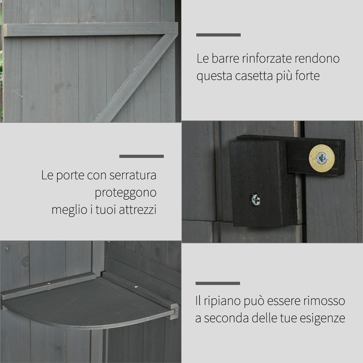 easycomfort easycomfort capanno da giardino porta attrezzi in legno impermeabile 77x54 2x179cm grigio