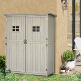easycomfort casetta da giardino legno con porta doppia mensole e finestre 127.5x50x164cm