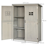 easycomfort casetta da giardino legno con porta doppia mensole e finestre 127.5x50x164cm