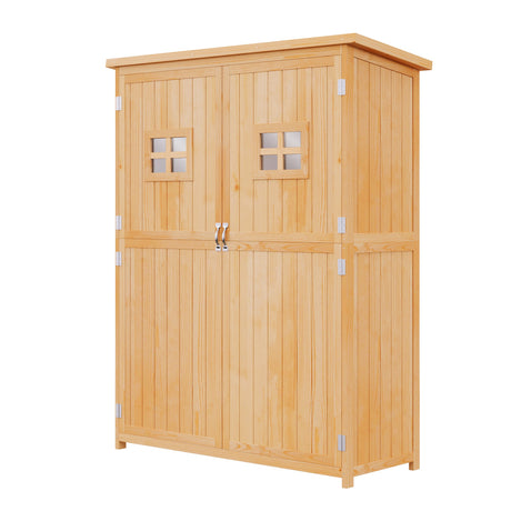easycomfort casetta da giardino legno con porta doppia mensole e finestre 127.5x50x164cm 35540