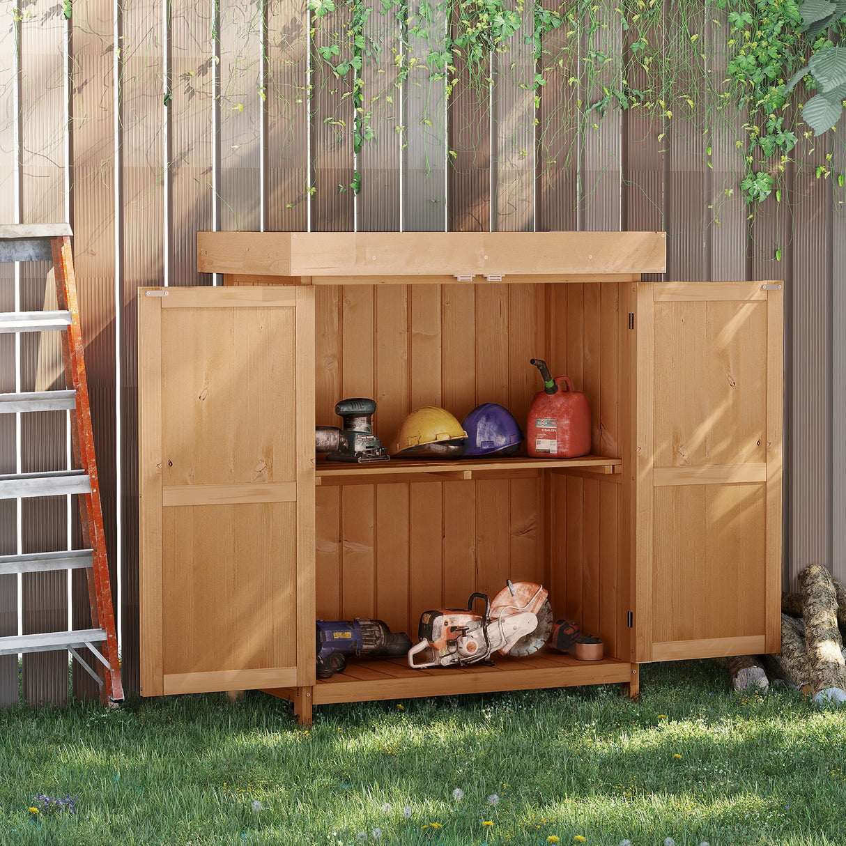 easycomfort easycomfort armadio da esterno ripostiglio da giardino a 2 ripiani porta attrezzi in legno 74 43 88cm