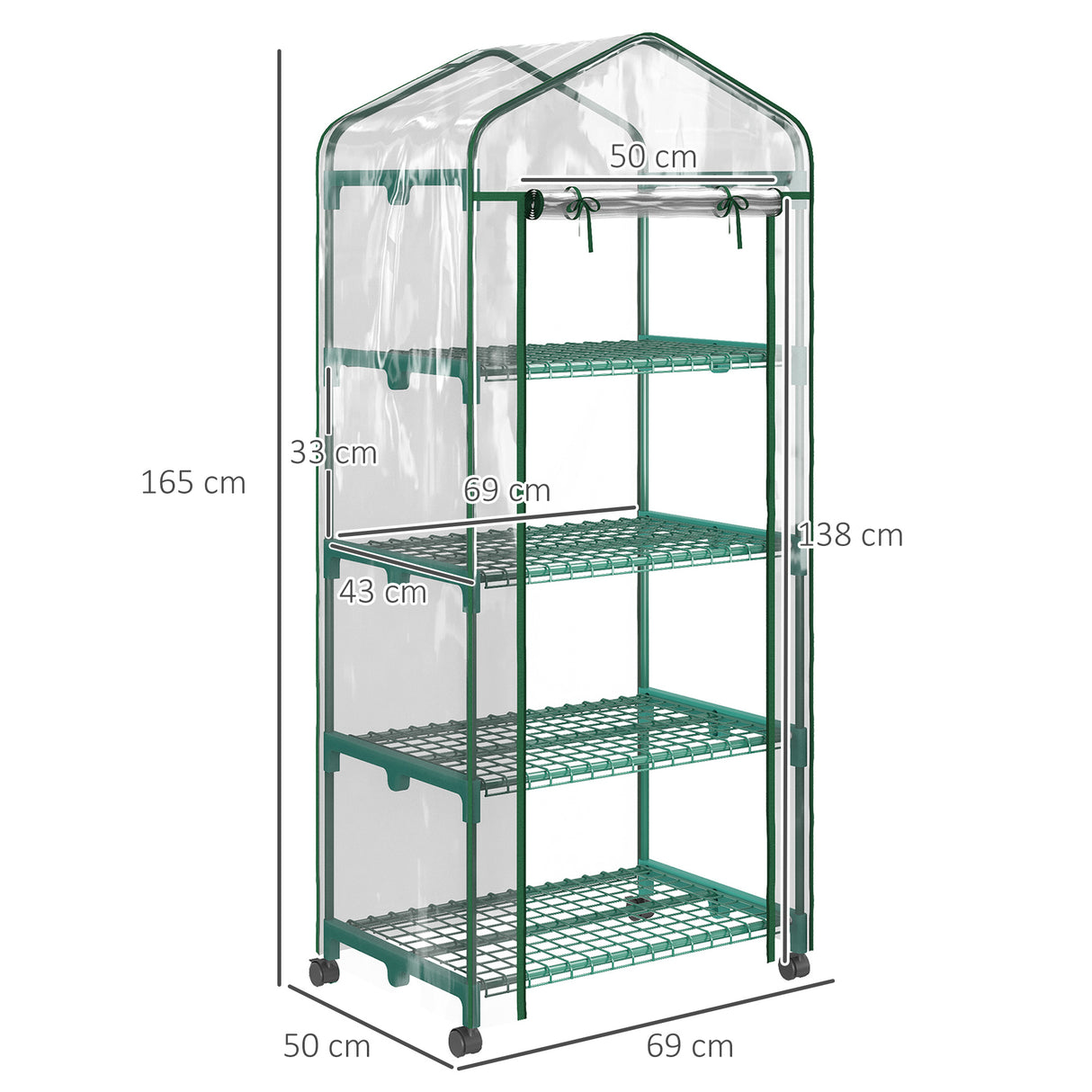 easycomfort serra per piante verticale con scaffale a 4 ripiani in acciaio e pvc bianco 69x50x165cm