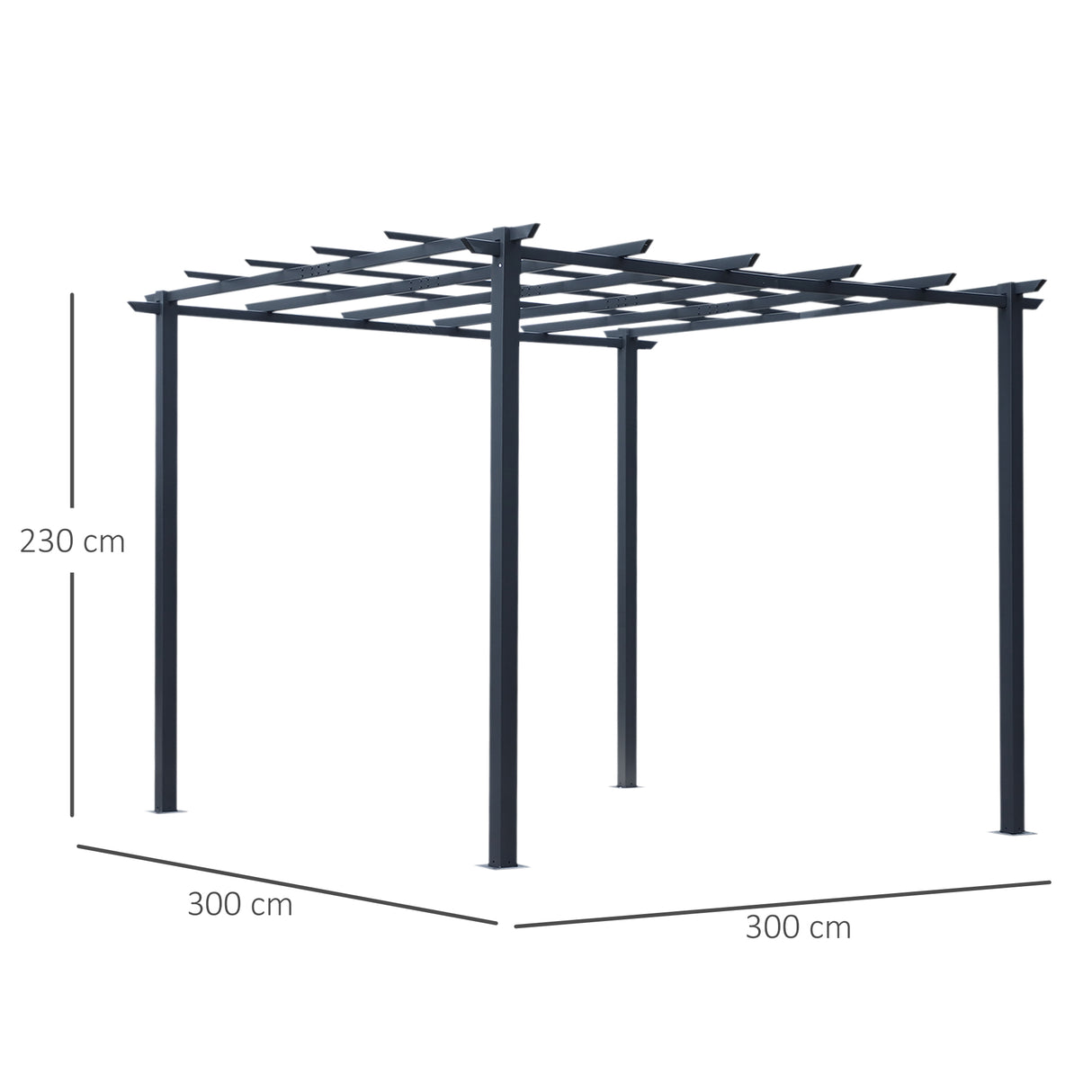 easycomfort pergolato da giardino struttura in metallo nero 300 x 300 x 230 cm