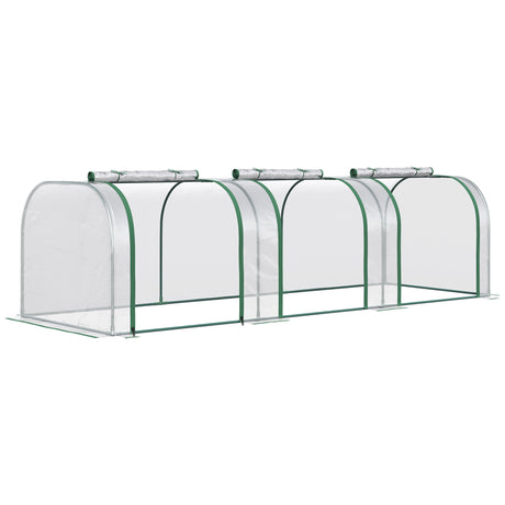 easycomfort serra a tunnel in pvc trasparente e acciaio con porte a cerniera 295x100x80 cm