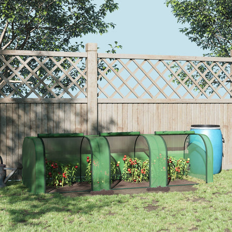 easycomfort easycomfort serra da giardino a tunnel in acciaio e plastica pp con porte avvolgibili 295x100x80 cm verde