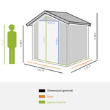 easycomfort casetta da giardino porta attrezzi in acciaio tetto inclinato e 4 prese d aria 152x132x188cm