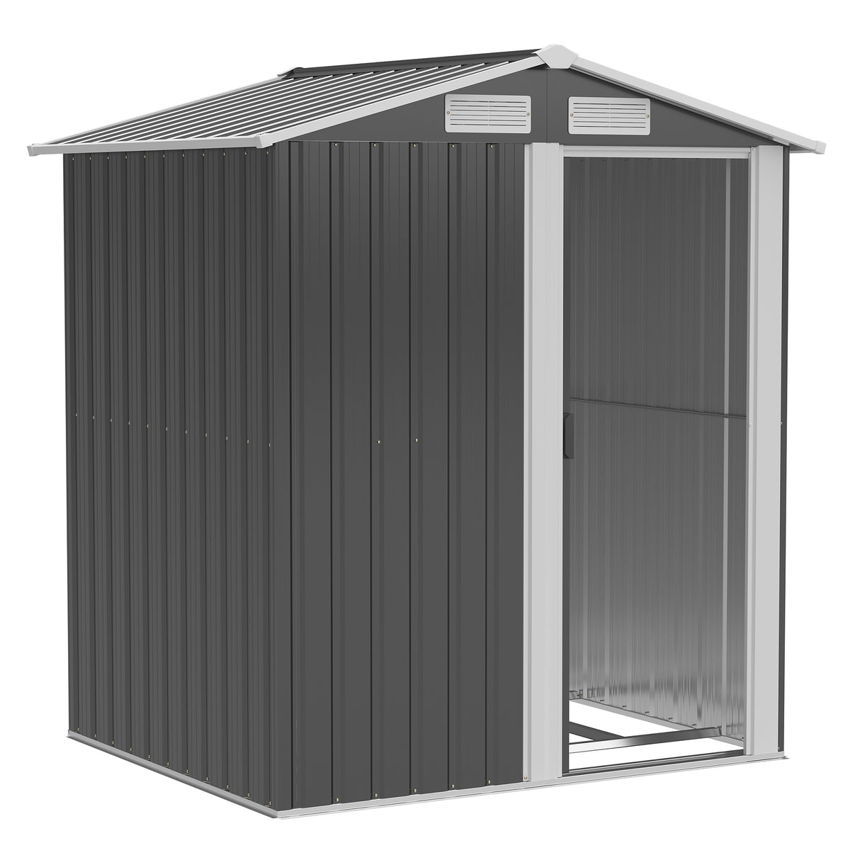 easycomfort casetta da giardino porta attrezzi in acciaio tetto inclinato e 4 prese d aria 152x132x188cm