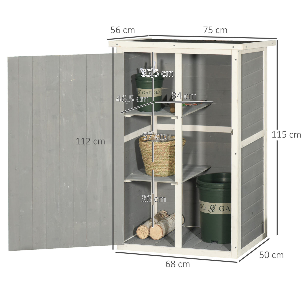 easycomfort casetta da giardino in legno di abete impermeabile capanno attrezzi da esterno 75x56x115cm