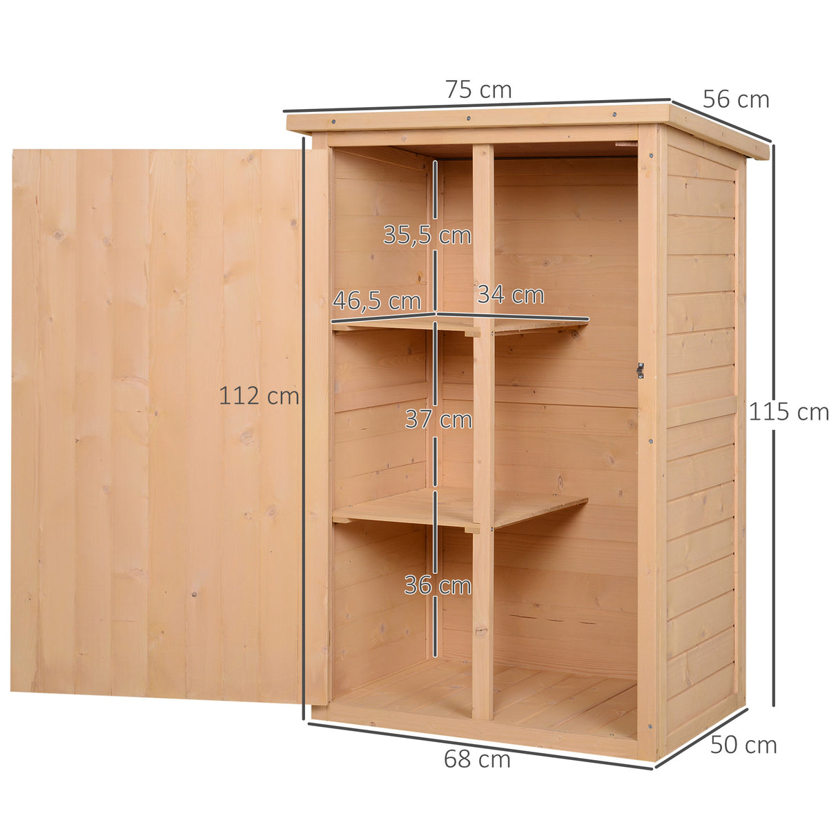 easycomfort easycomfort capanno attrezzi da esterno in legno abete impermeabile 75x56x115 cm