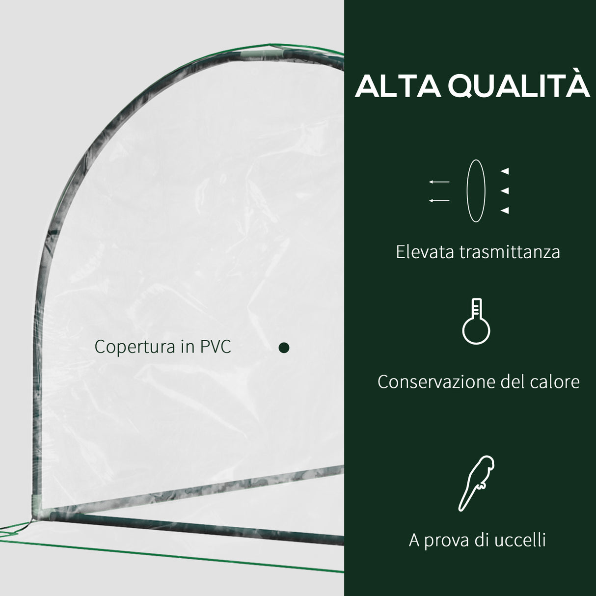 easycomfort serra da giardino a tunnel in acciaio e con copertura in pvc 200x100x80 cm trasparente e verde