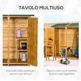 easycomfort easycomfort casetta da giardino in legno a 2 ante con sgabello alto a 2 ripiani e tetto idrorepellente 140x75x157 cm