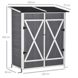 easycomfort easycomfort casetta in legno da giardino con 2 ante armadio da esterno porta attrezzi da giardino con uno sgabello 139x75x147160cm