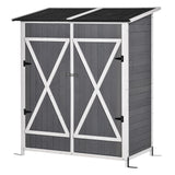 easycomfort easycomfort casetta in legno da giardino con 2 ante armadio da esterno porta attrezzi da giardino con uno sgabello 139x75x147160cm