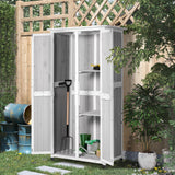 easycomfort easycomfort casetta porta attrezzi in legno di abete a 3 livelli con tetto in bitume 77x58x175 cm grigio