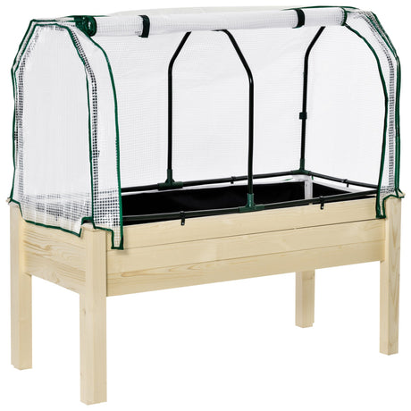 easycomfort easycomfort letto per orto in cassetta con serra da giardino portapiante da esterno in legno e pe per fiori e verdure 121x55x117cm