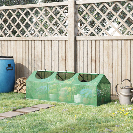 easycomfort mini serra da giardino con 3 finestre avvolgibili e copertura pe anti uv 180x60x60cm verde