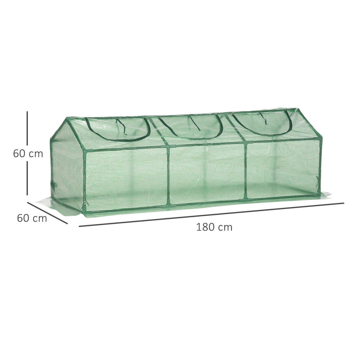 easycomfort mini serra da giardino con 3 finestre avvolgibili e copertura pe anti uv 180x60x60cm verde