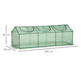 easycomfort mini serra da giardino con 3 finestre avvolgibili e copertura pe anti uv 180x60x60cm verde