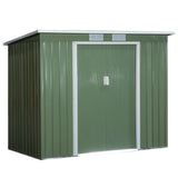 easycomfort casetta da giardino in acciaio con doppia porta scorrevole e prese d aria 213x130x173 cm verde