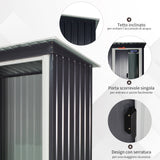 easycomfort easycomfort casetta porta attrezzi 1 porta scorrevole tetto inclinato acciaio nero