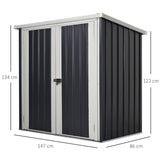 easycomfort casetta da giardino in lamiera di acciaio con doppia porta 147x86x134cm nero e bianco