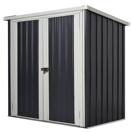 easycomfort casetta da giardino in lamiera di acciaio con doppia porta 147x86x134cm nero e bianco