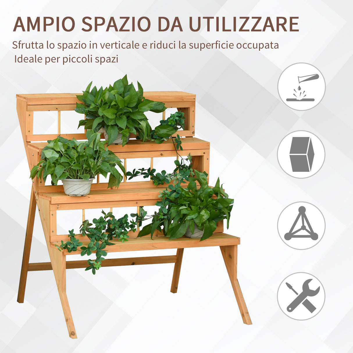 easycomfort easycomfort scaletta portavasi in legno con 4 mensole portapiante giardino e casa
