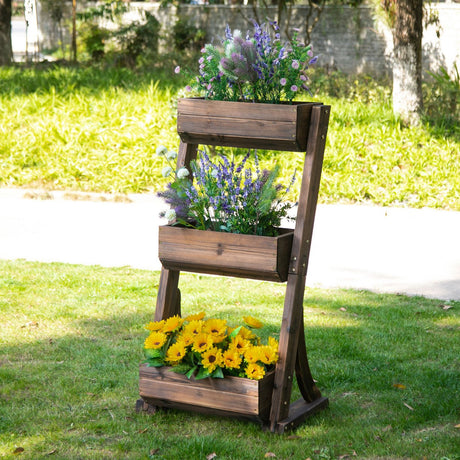 easycomfort easycomfort portapiante in legno 3 livelli fioriera da esterno per orto verticale