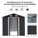 easycomfort capanno da giardino 2x1.5x1.9m in acciaio zincato doppia porta scorrevole e 4 prese d aria