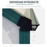 easycomfort serra da giardino in policarbonato 190x375x199cm con finestra apribile e porta scorrevole struttura in alluminio verde