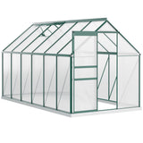 easycomfort serra da giardino in policarbonato 190x375x199cm con finestra apribile e porta scorrevole struttura in alluminio verde