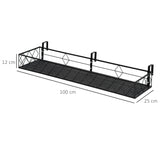 easycomfort fioriera da esterno portavasi con ganci per ringhiera balcone in metallo 100x31x12cm nero