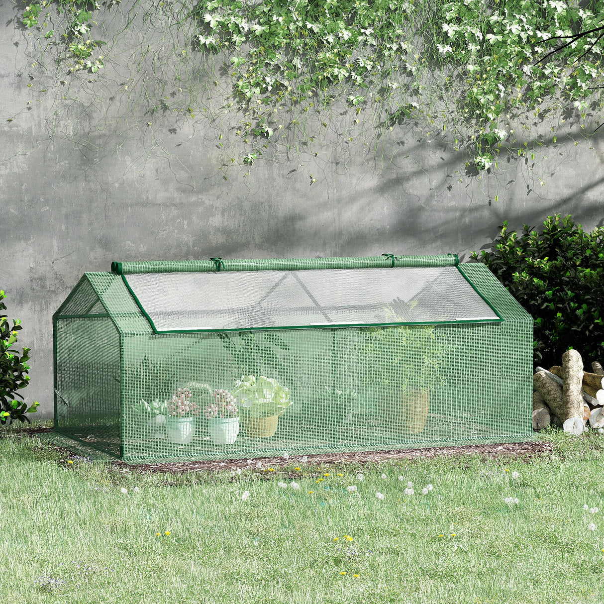 easycomfort easycomfort serra piccola per giardino e balcone con finestre e copertura in pe 180x90x70cm verde