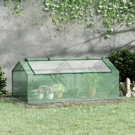 easycomfort easycomfort serra piccola per giardino e balcone con finestre e copertura in pe 180x90x70cm verde